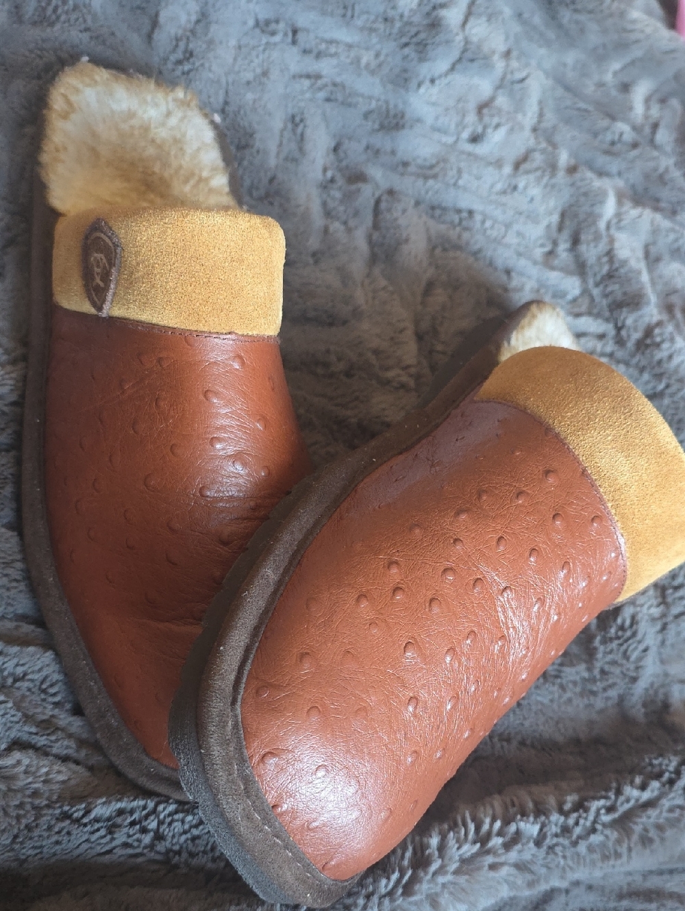 Ariat Brown and Tan Cowboy Boot Slippers